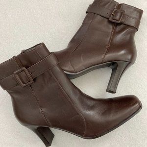 Franco Fortini "Leigh" Brown Leather Heeled Ankle Boots